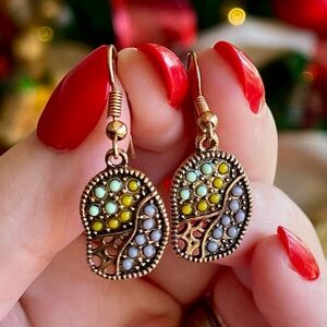 Brass Earrings with Colorful Beads